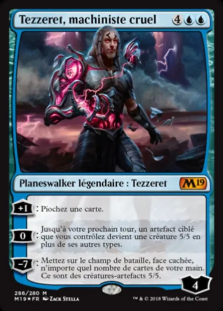 Tezzeret, machiniste cruel, carte Magic M19 286 — extension Core Set 2019