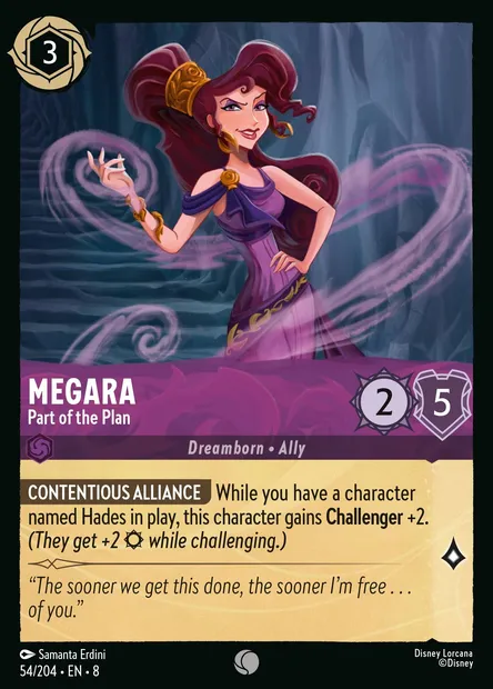 Megara - Part of the Plan, Disney Lorcana card CH8-054 — The Reign of Jafar set