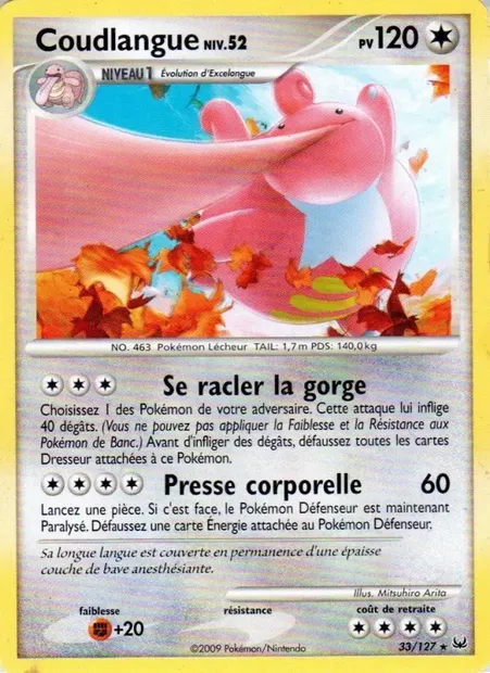 Coudlangue, carte Pokémon PL 33 — extension Platine