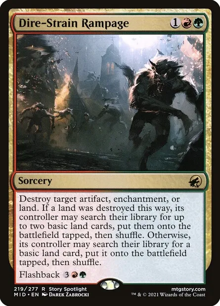 Dire-Strain Rampage, Magic card MID 219 — Innistrad: Midnight Hunt set