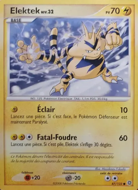 Elektek, carte Pokémon SW 87 — extension Merveilles Secrètes