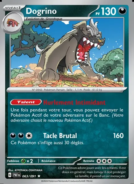 Dogrino, carte Pokémon PAF 063 — extension Destinées de Paldea