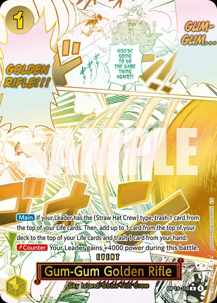 Gum-Gum Golden Rifle, One Piece card OP15-116 — ADVENTURE ON KAMI’S ISLAND set