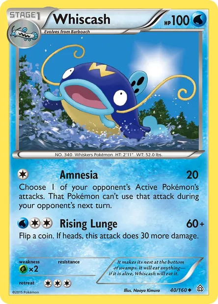 Whiscash, Pokémon card PRC 40 — Primal Clash set