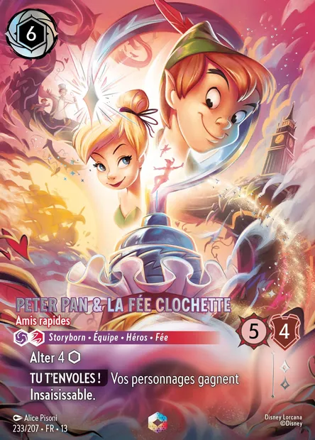 Peter Pan & La Fée Clochette - Amis rapides, carte Disney Lorcana CH13-233 — extension Invasion Epineuse!