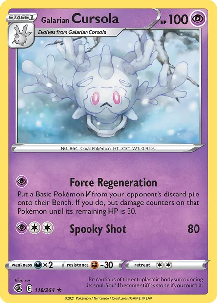 Galarian Cursola, Pokémon card FST 118 — Fusion Strike set