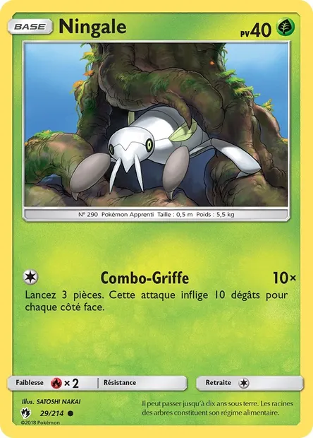 Ningale, carte Pokémon LOT 29 — extension Tonnerre Perdu
