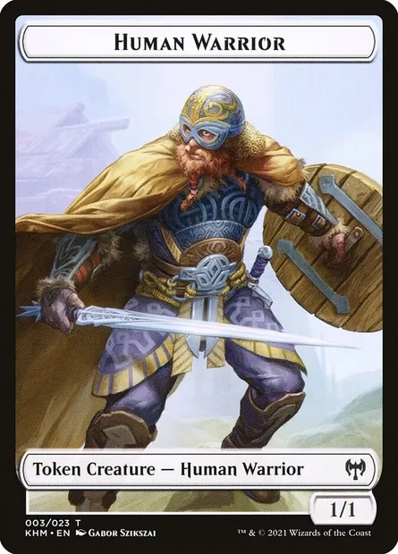 Human Warrior, carte Magic TKHM 3 — extension Kaldheim Tokens