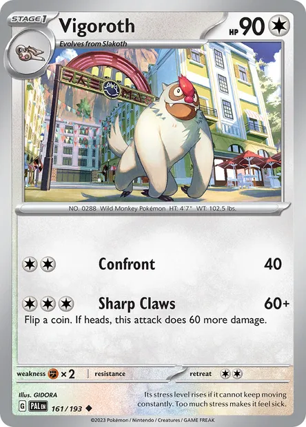 Vigoroth, Pokémon card PAL 161 — Paldea Evolved set