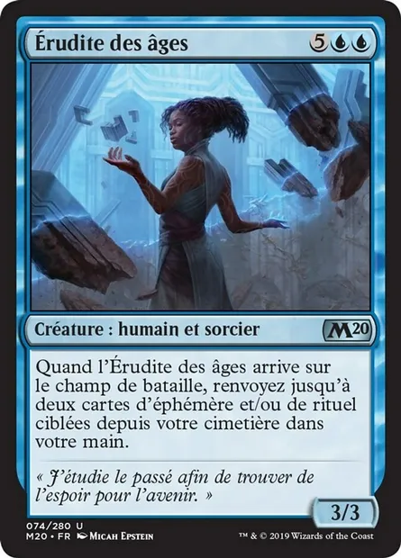 Érudite des âges, carte Magic M20 74 — extension Core Set 2020