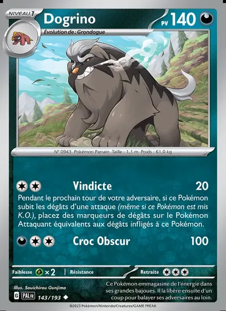 Dogrino, carte Pokémon PAL 143 — extension Évolutions à Paldea
