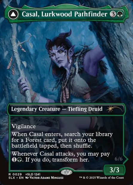 Casal, Lurkwood Pathfinder // Casal, Pathbreaker Owlbear, Magic card SLX 29 — Universes Within set