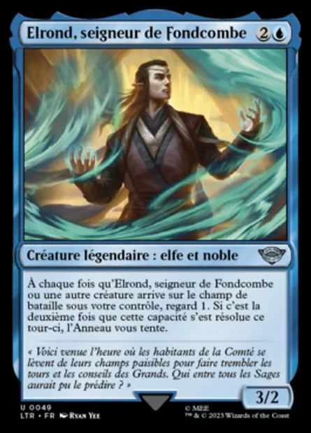 Elrond, seigneur de Fondcombe, carte Magic LTR 49 — extension Le Seigneur des Anneaux : chroniques de la Terre du Milieu