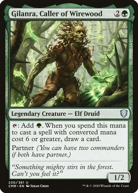 Gilanra, Caller of Wirewood, Magic card CMR 230 — Commander Legends set