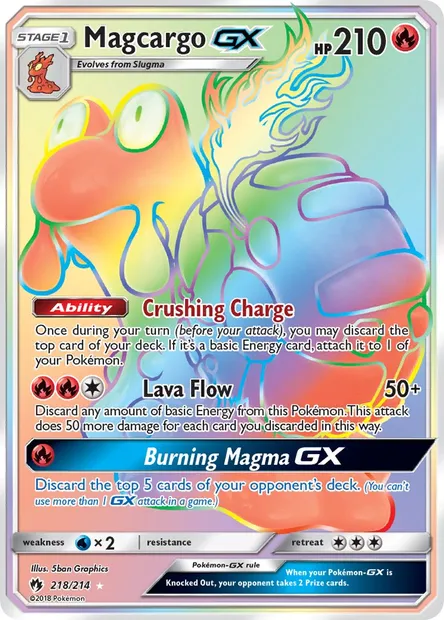 Magcargo GX, Pokémon card LOT 218 — Lost Thunder set