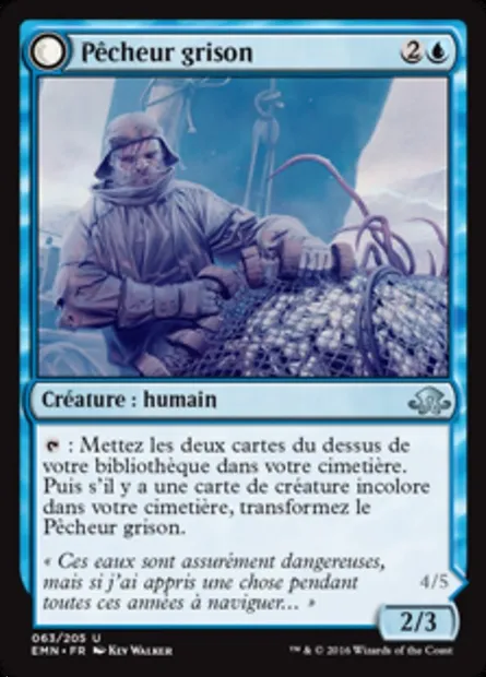 Pêcheur grison // Baudroie sinistre, carte Magic EMN 63 — extension La lune hermétique