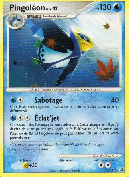 Pingoléon, carte Pokémon PL 26 — extension Platine