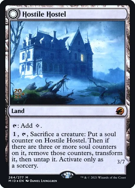 Hôtel hostile // Auberge rampante, carte Magic PMID 264s — extension Innistrad: Midnight Hunt Promos