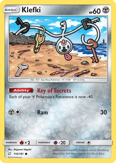 Klefki, Pokémon card TEU 110 — Team Up set