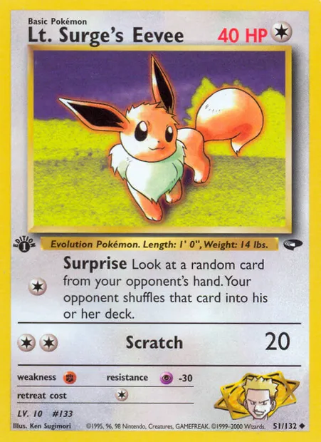 Lt. Surge's Eevee, carte Pokémon GC 51 — extension Gym Challenge