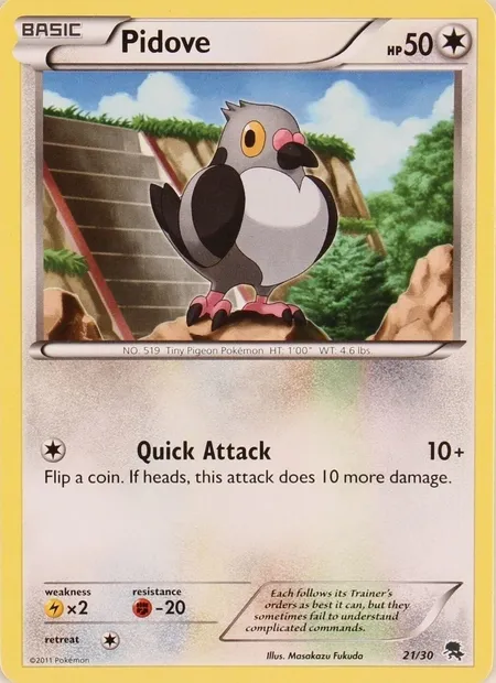 Poichigeon, carte Pokémon TK5Z 021 — extension BW Trainer Kit Zoroark