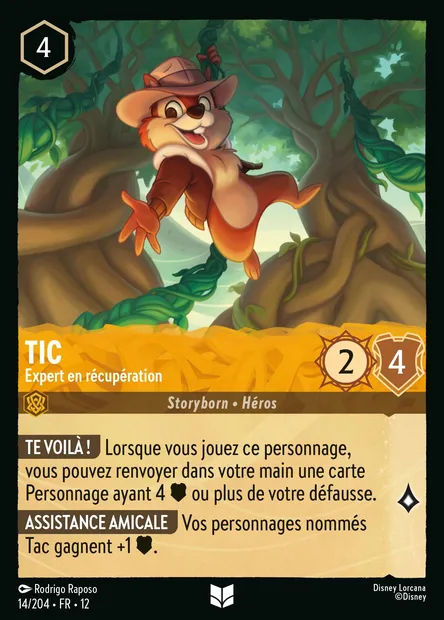 Tic - Expert en récupération, carte Disney Lorcana CH12-014 — extension Contrées Inconnues