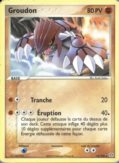 Groudon, carte Pokémon EM 14 — extension EX Émeraude