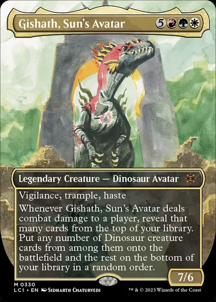 Gishath, Sun's Avatar, Magic card LCI 330 — The Lost Caverns of Ixalan set