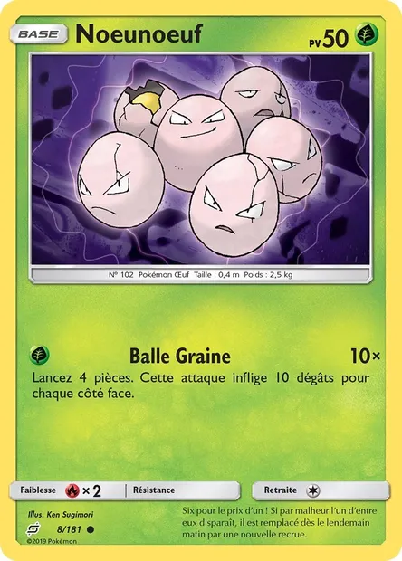 Noeunoeuf, carte Pokémon TEU 8 — extension Duo de Choc