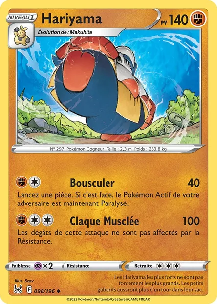 Hariyama, carte Pokémon LOR 098 — extension Origine Perdue