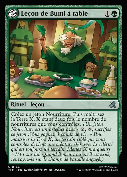 Leçon de Bumi à table, carte Magic TLE 133 — extension Avatar: The Last Airbender Eternal