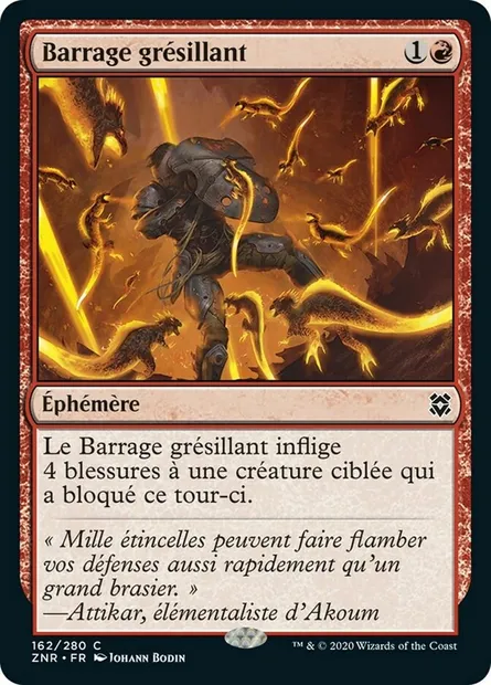 Barrage grésillant, carte Magic ZNR 162 — extension Renaissance de Zendikar