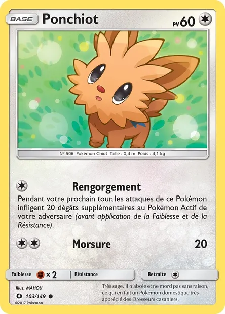 Ponchiot, carte Pokémon SUM 103 — extension Soleil et Lune