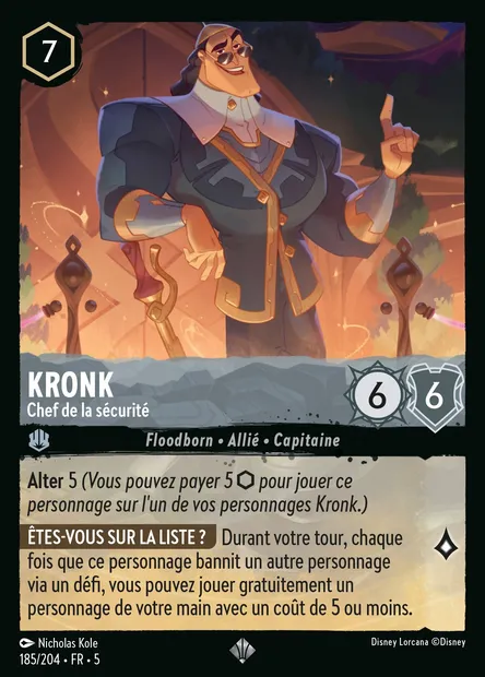 Kronk - Chef de la sécurité, carte Disney Lorcana CH5-185 — extension Ciel Scintillant