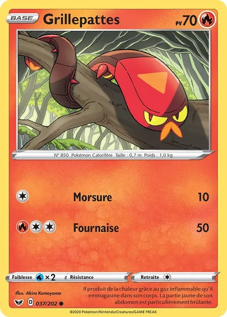 Grillepattes, carte Pokémon SSH 37 — extension Épée et Bouclier