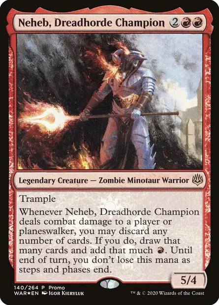 Neheb, Dreadhorde Champion, Magic card PWAR 140★ — War of the Spark Promos set