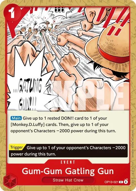 Gum-Gum Gatling Gun, One Piece card OP13-021 — CARRYING ON HIS WILL set