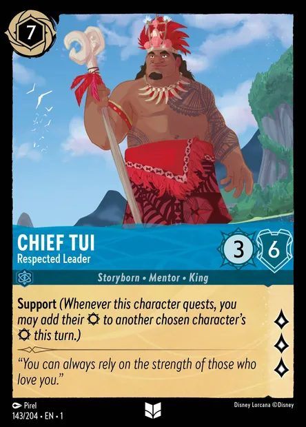 Chief Tui - Respected Leader, Disney Lorcana card CH1-143 — The First Chapter set
