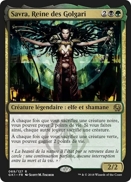 Savra, Reine des Golgari, carte Magic GK1 69 — extension GRN Guild Kit