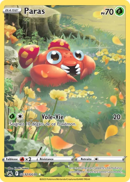 Paras, carte Pokémon CRZ GG32 — extension Zénith Suprême