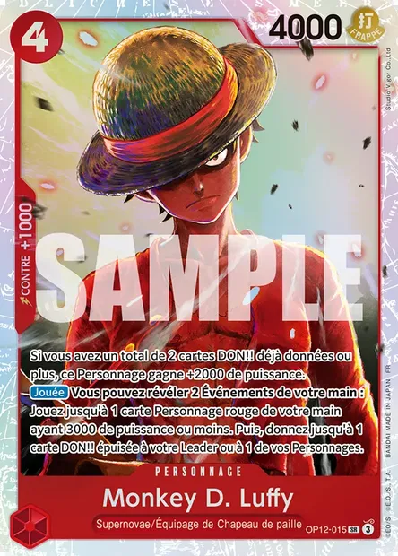 Monkey D. Luffy, carte One Piece OP12-015 — extension L'HÉRITAGE DU MAÎTRE