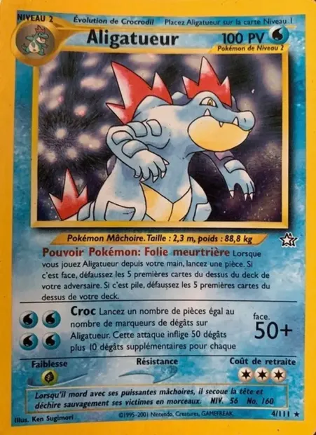 Aligatueur, carte Pokémon NG 4 — extension Neo Genesis