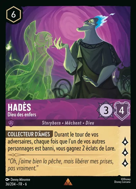 Hadès - Dieu des enfers, carte Disney Lorcana CH6-036 — extension La Mer Azurite