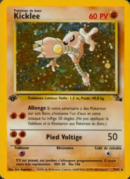 Kicklee, carte Pokémon FO 7 — extension Fossile
