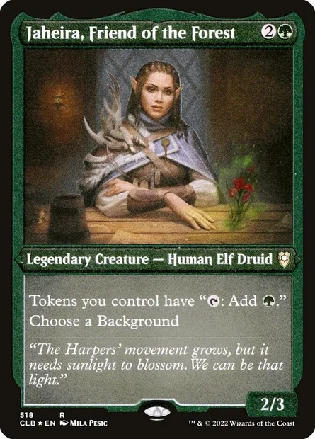 Jaheira, amie de la forêt, carte Magic CLB 518 — extension Commander Légendes : la bataille de la Porte de Baldur