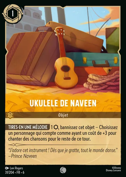 Ukulele de Naveen, carte Disney Lorcana CH6-031 — extension La Mer Azurite