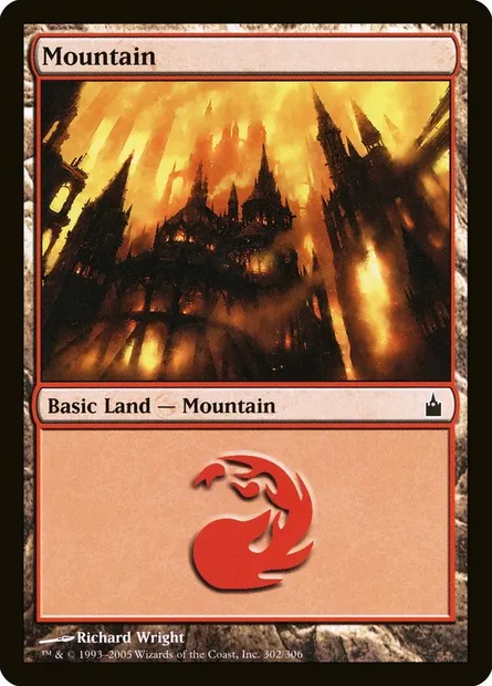 Mountain, Magic card RAV 302 — Ravnica: City of Guilds set