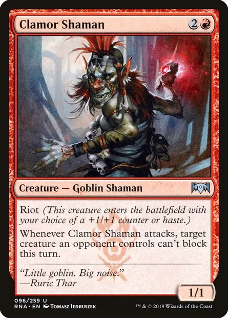 Clamor Shaman, Magic card RNA 96 — Ravnica Allegiance set