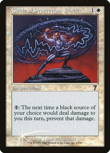 Cercle de protection : noir, carte Magic 7ED 6★ — extension Septième Edition