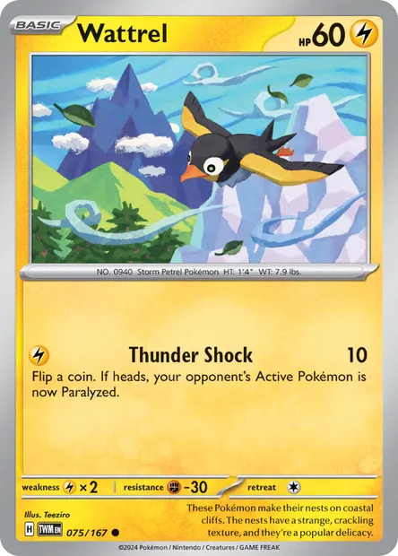 Wattrel, Pokémon card TWM 075 — Twilight Masquerade set